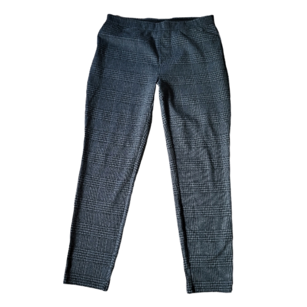 H by Halston womens plaid black pull on pants size large